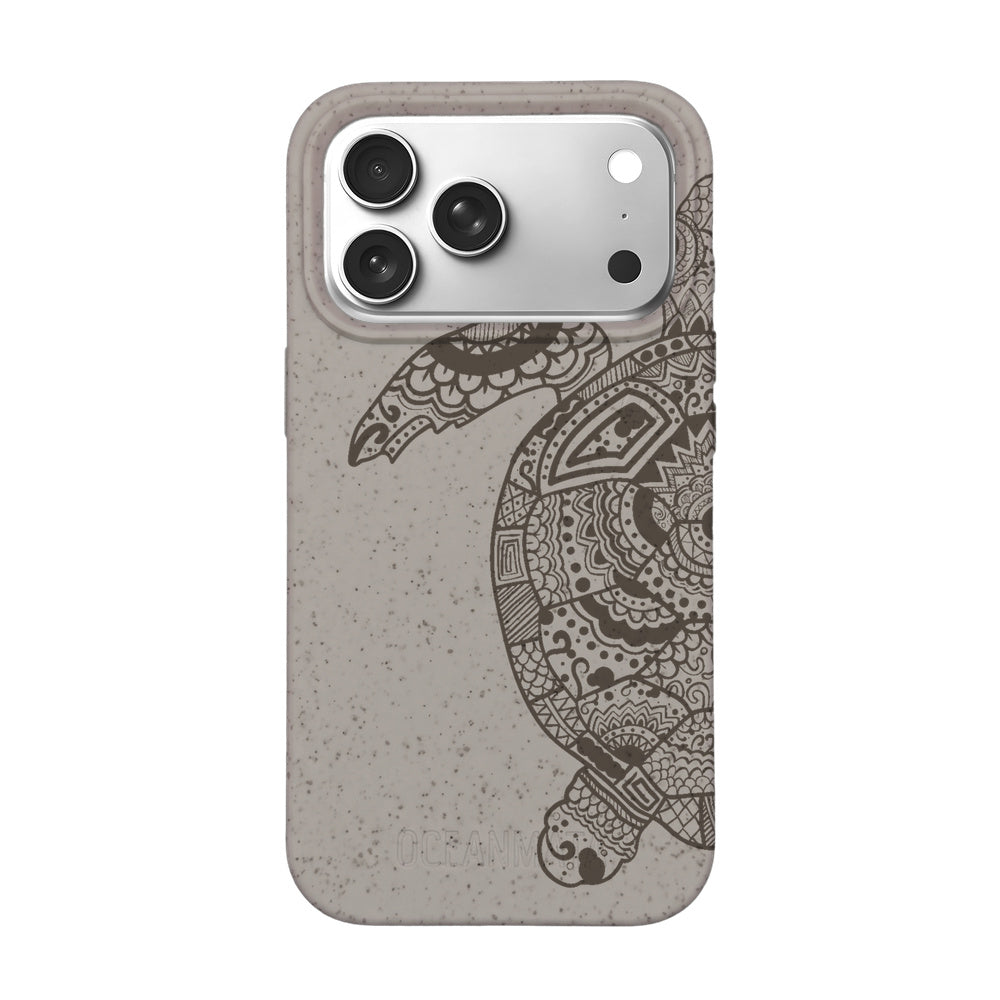 iPhone 18 Pro / 17 Pro Hülle - beige - "GREEN TURTLE" - nachhaltig