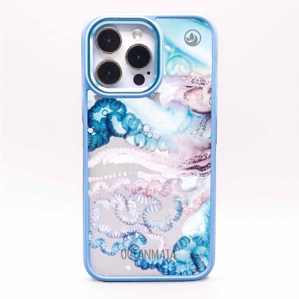 iPhone 14 Hülle - Qualle blau - "Men o' War" - nachhaltig
