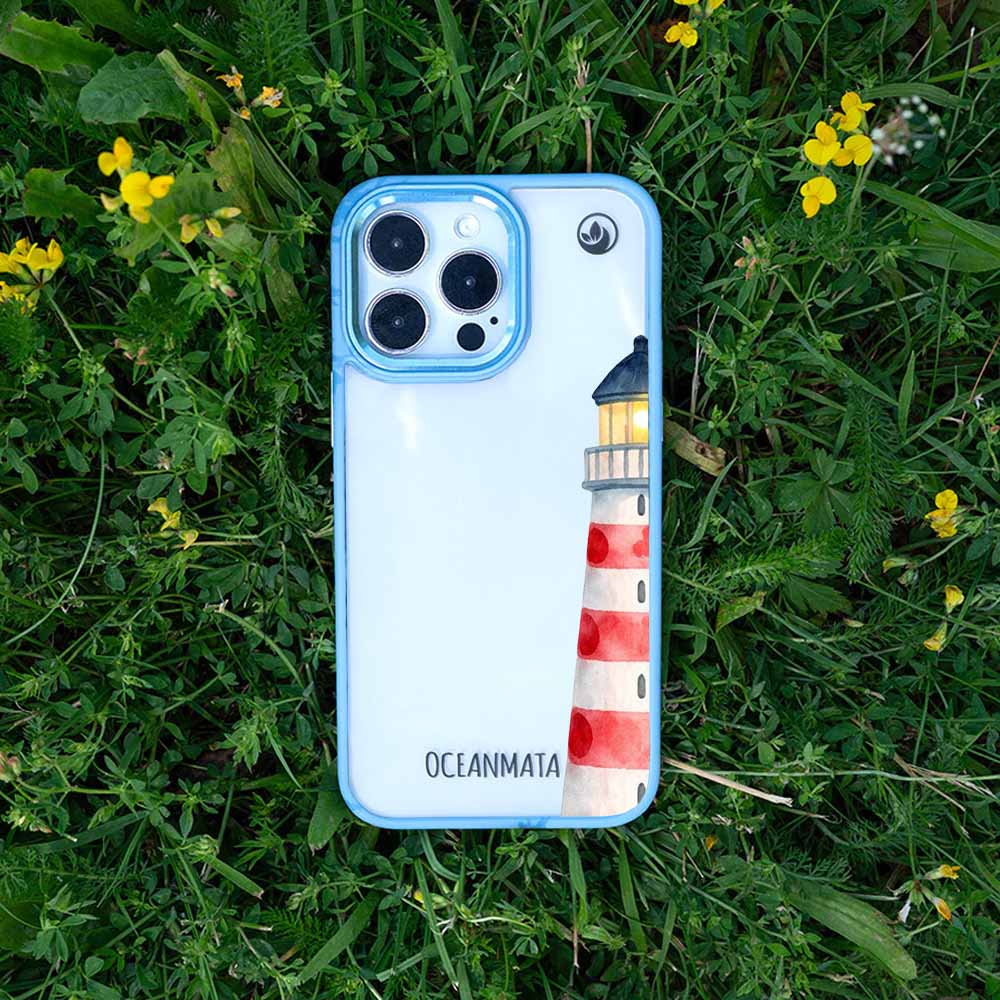 iPhone 16 Hülle - Leuchtturm blau - "Lighthouse" - nachhaltig