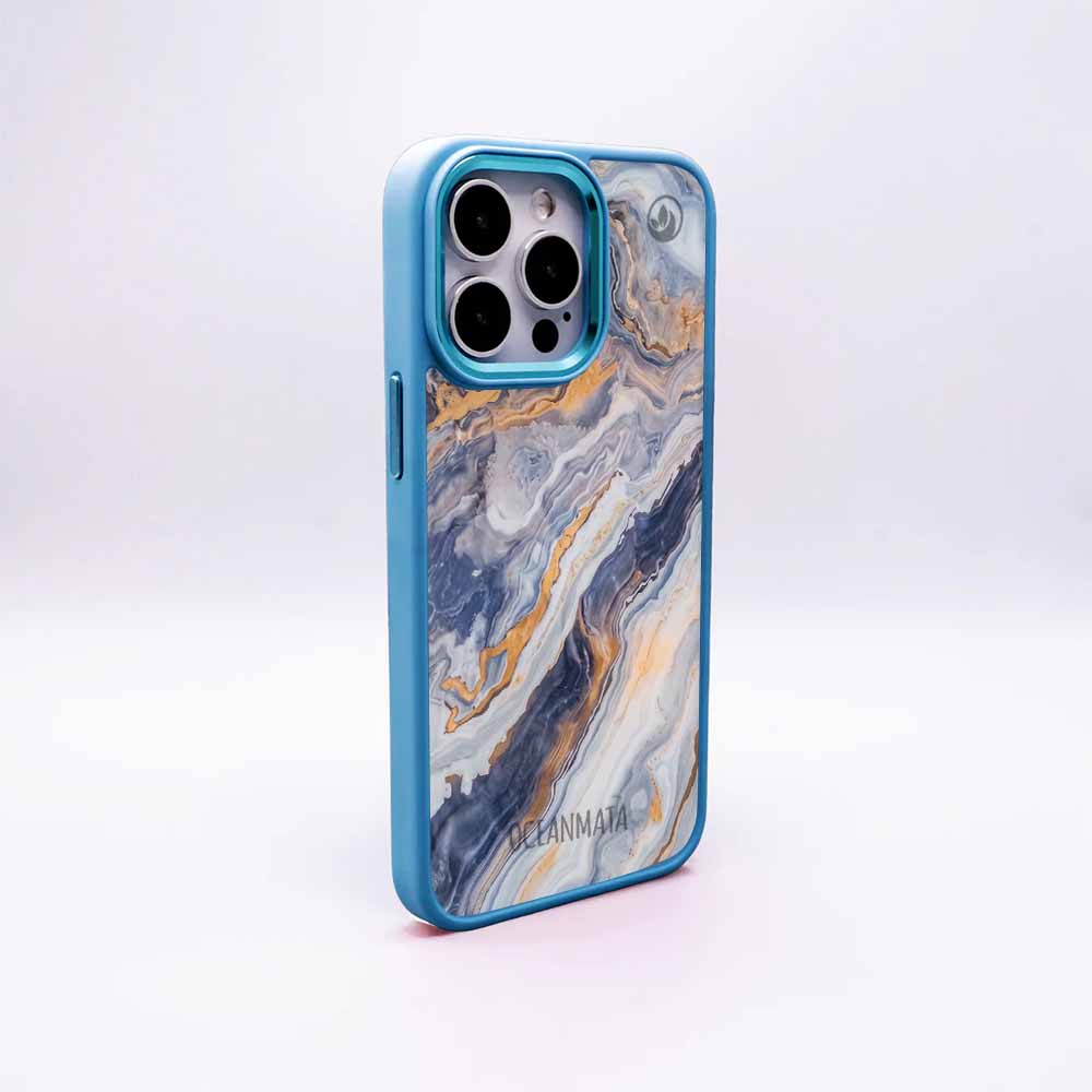 iPhone 14 pro max Hülle - marmor blau - "BlueMarble" - nachhaltig