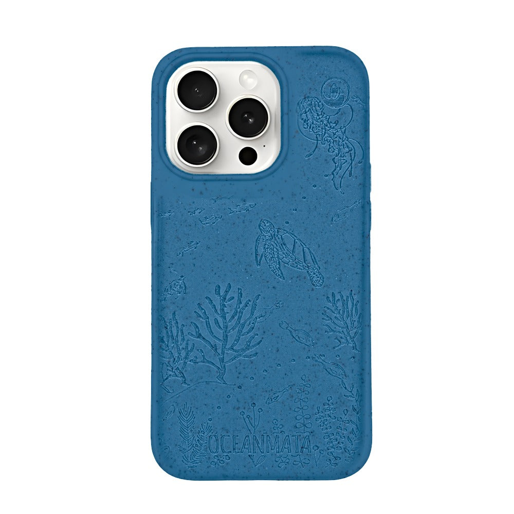 iPhone 15 pro max hoesje 'TURTLE Family' - blauw - duurzaam