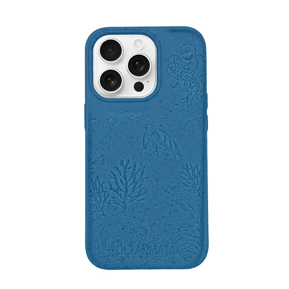 iPhone 16 pro max hoesje 'TURTLE Family' - blauw - duurzaam