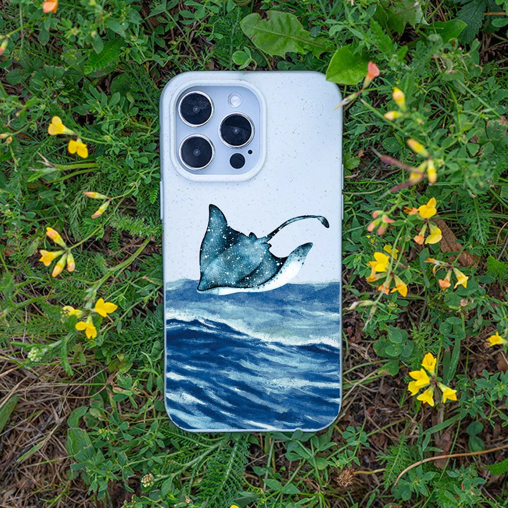 Biologisch abbaubare Handyhülle iPhone 14 pro max Mantawave — kompostierbar — Bonus