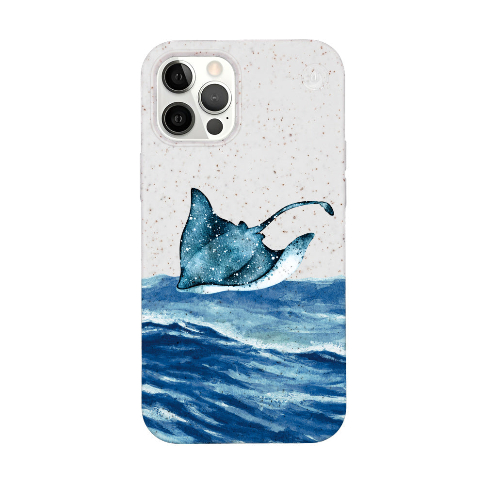 iPhone 12 pro / iPhone 12 hoesje - wit Manta - "Manta Wave" - ​​duurzaam