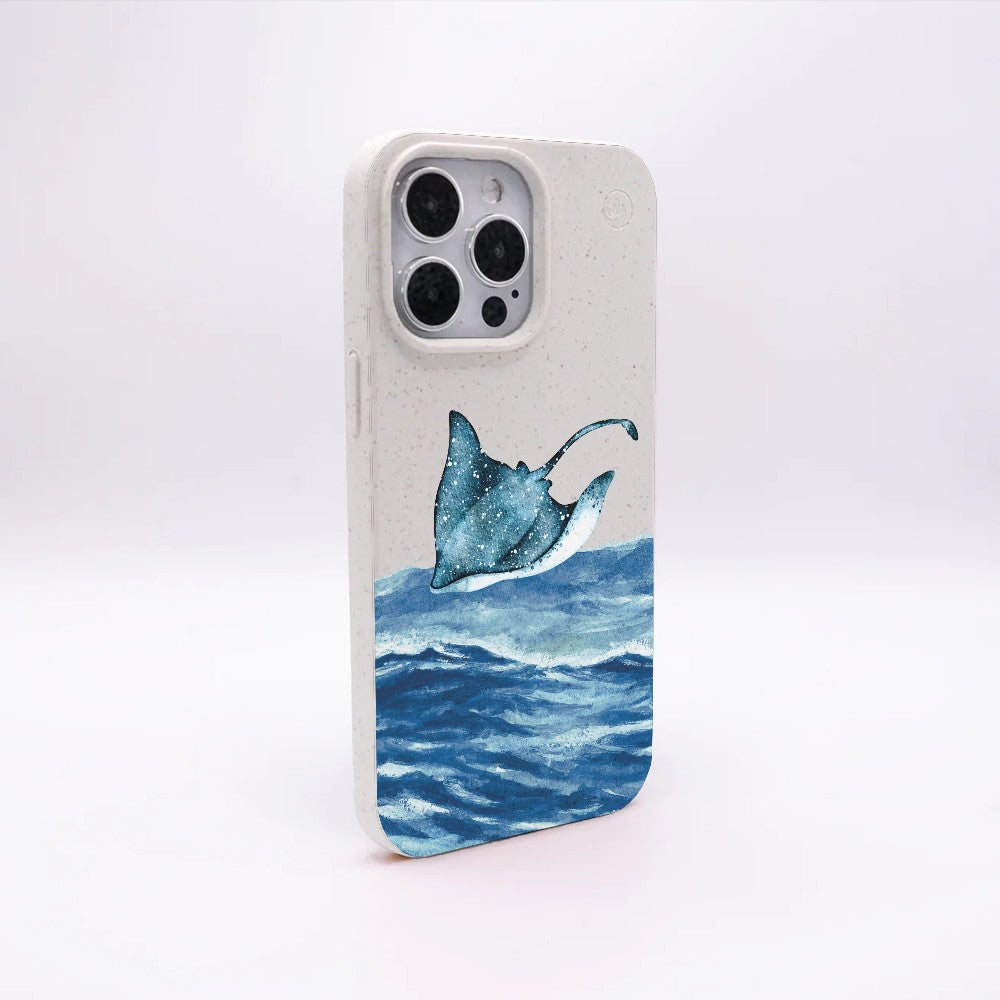 iPhone 17 Pro Max Case - White Manta - "Manta Wave" - sustainable