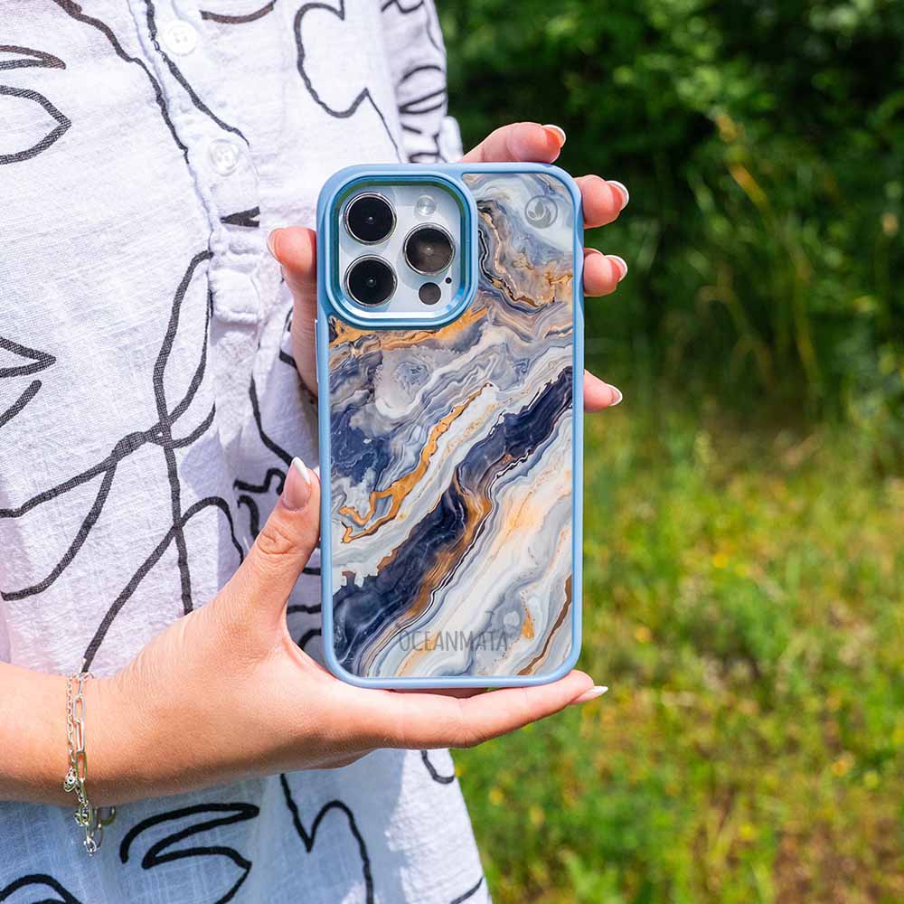 iPhone 14 pro max Hülle - marmor blau - "BlueMarble" - nachhaltig