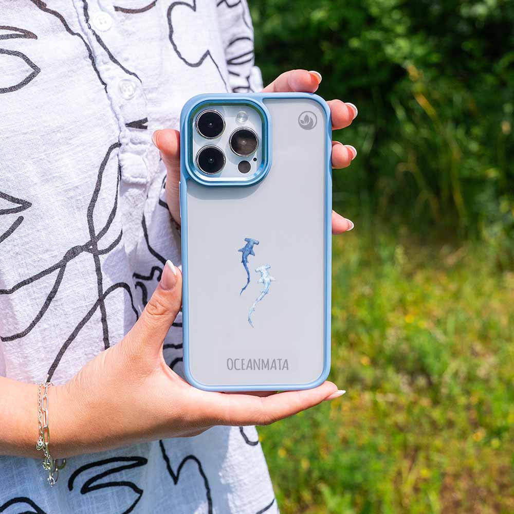 iPhone 13 Hülle - hai blau - "Hammerhead" - nachhaltig