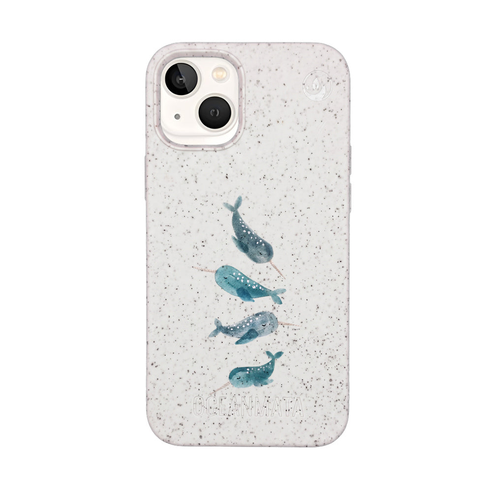 iPhone 13 mini Hülle - Narwal weiß - "Narwhale" - nachhaltig