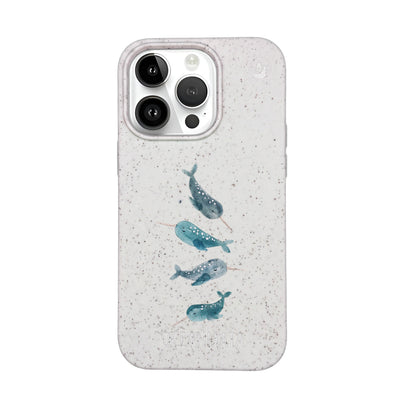 iPhone 14 pro Hülle - Narwal weiß - "Narwhale" - nachhaltig