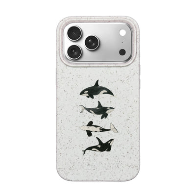 iPhone 18 Pro / 17 Pro Hülle - Orca weiß - "OrcaFamily" - nachhaltig