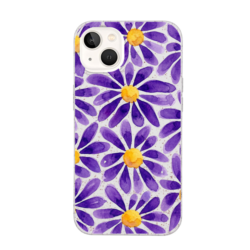 Biologisch abbaubare Handyhülle iPhone 13 Purplebloom — kompostierbar — Vorderseite