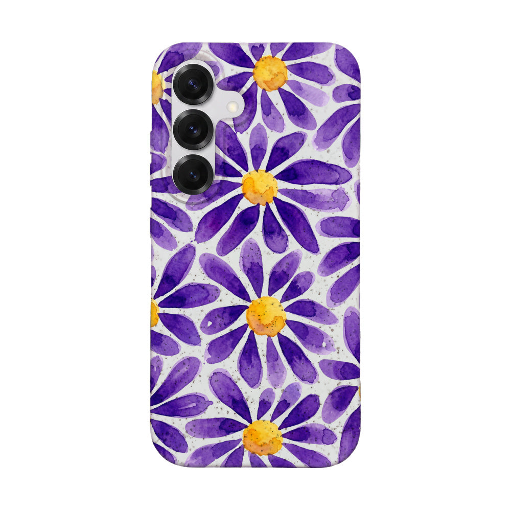 Biologisch abbaubare Handyhülle Samsung S25 Purplebloom — kompostierbar — Vorderseite