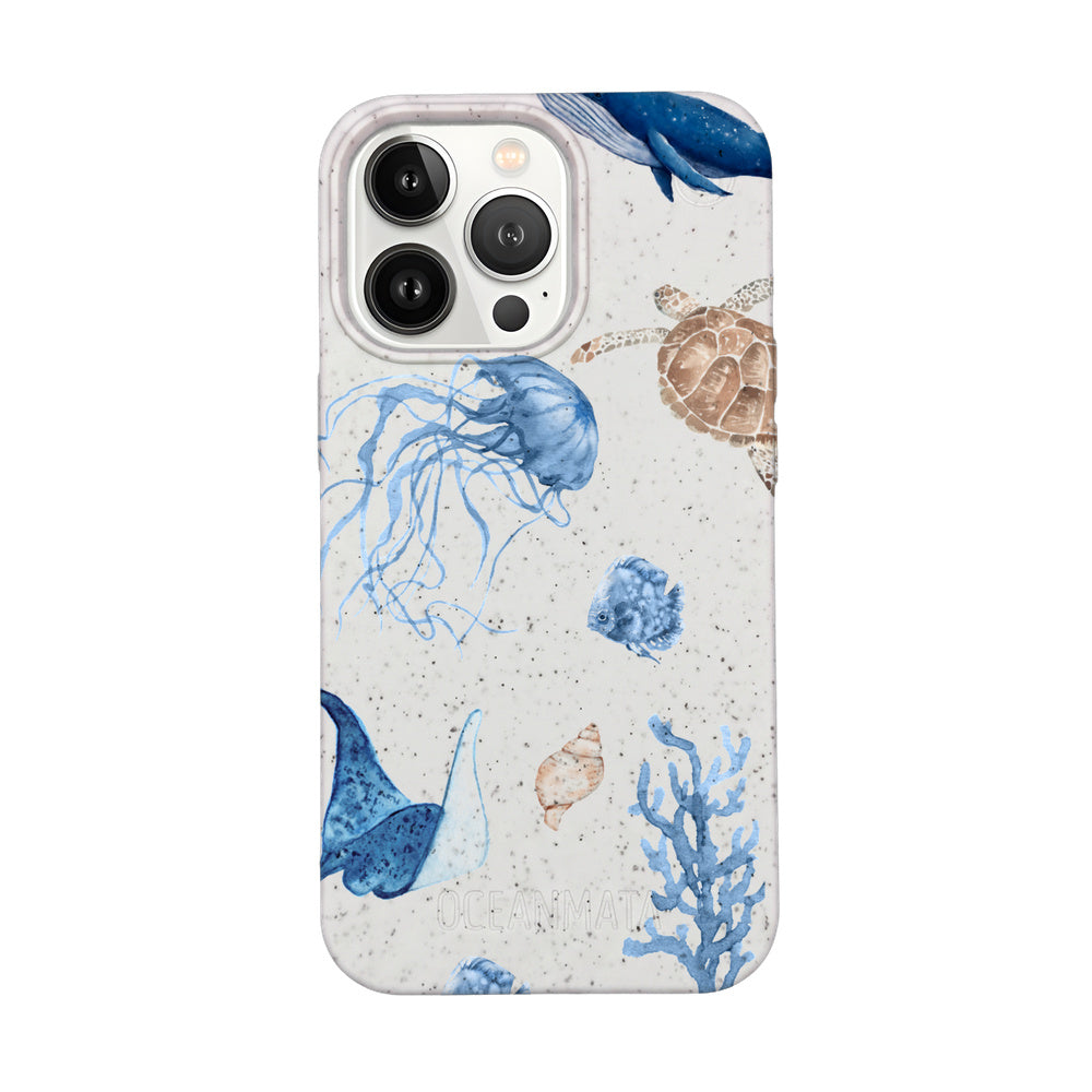 iPhone 13 pro max hoesje - witte schildpad - "Turtle &amp; Friends" - duurzaam