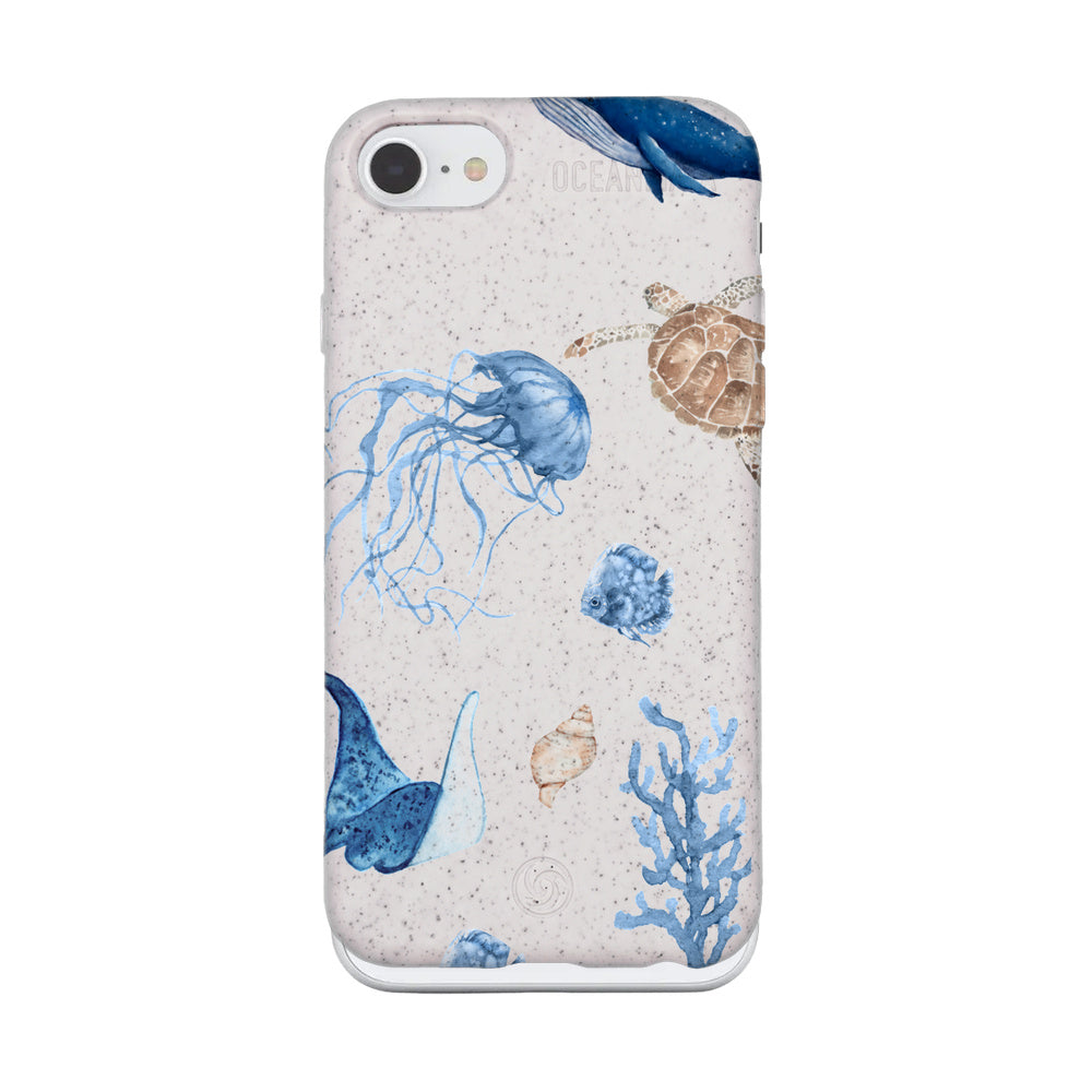 iPhone SE/7/8 Hülle - weiß Schildkröte - "Sea Turtle & Friends" - nachhaltig
