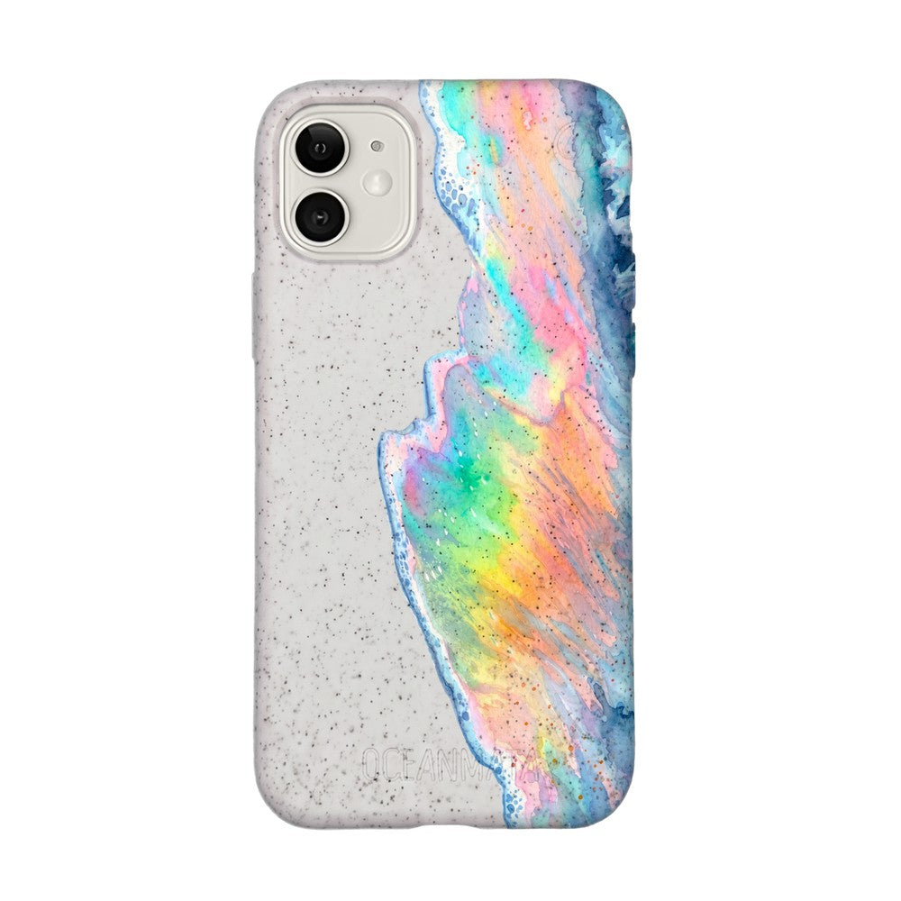 iPhone 11 Hülle - Regenbogen Welle weiß - "WaveOfPride" - nachhaltig