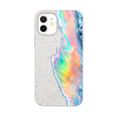 iPhone 12 mini Hülle - Regenbogen Welle weiß - "WaveOfPride" - nachhaltig