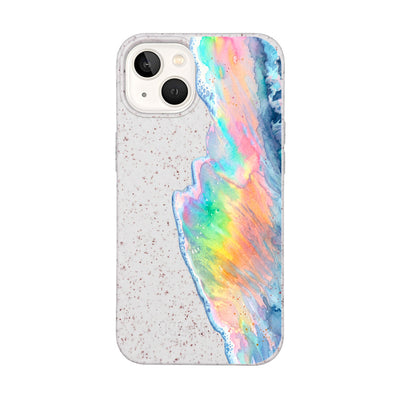 iPhone 13 Hülle - Regenbogen Welle weiß - "WaveOfPride" - nachhaltig