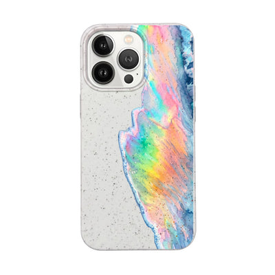 iPhone 13 Pro Max Case - Rainbow Wave White - "WaveOfPride" - sustainable