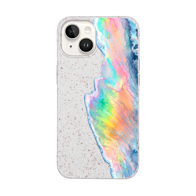 iPhone 14 Hülle - Regenbogen Welle weiß - "WaveOfPride" - nachhaltig