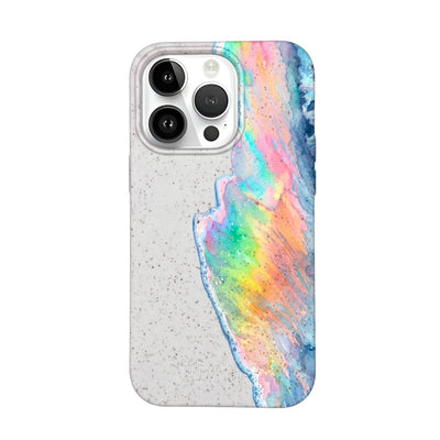 iPhone 14 Pro Case - Rainbow Wave White - "WaveOfPride" - Sustainable