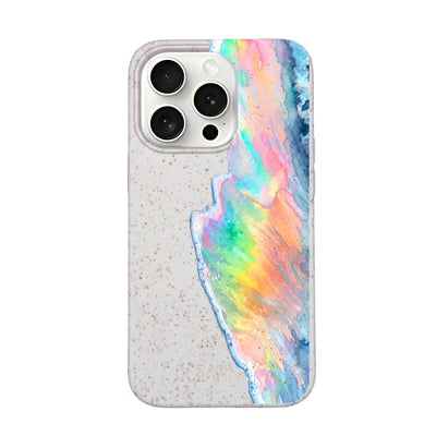 iPhone 15 Pro Case - Rainbow Wave White - "WaveOfPride" - sustainable