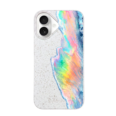 iPhone 16 Case - Rainbow Wave White - "WaveOfPride" - sustainable