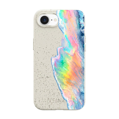 iPhone 16e Case - Rainbow Wave White - "WaveOfPride" - sustainable