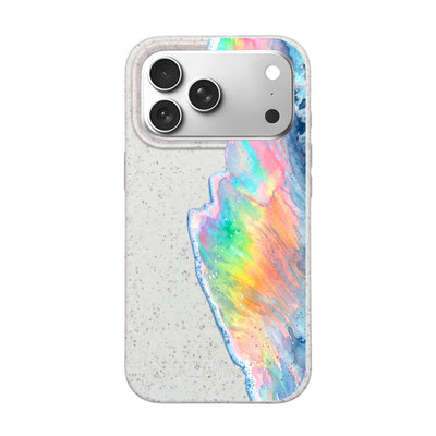 iPhone 18 Pro / 17 Pro Hülle - Regenbogen Welle weiß - "WaveOfPride" - nachhaltig