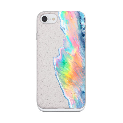 iPhone SE/7/8 Hülle - Regenbogen Welle weiß - "WaveOfPride" - nachhaltig