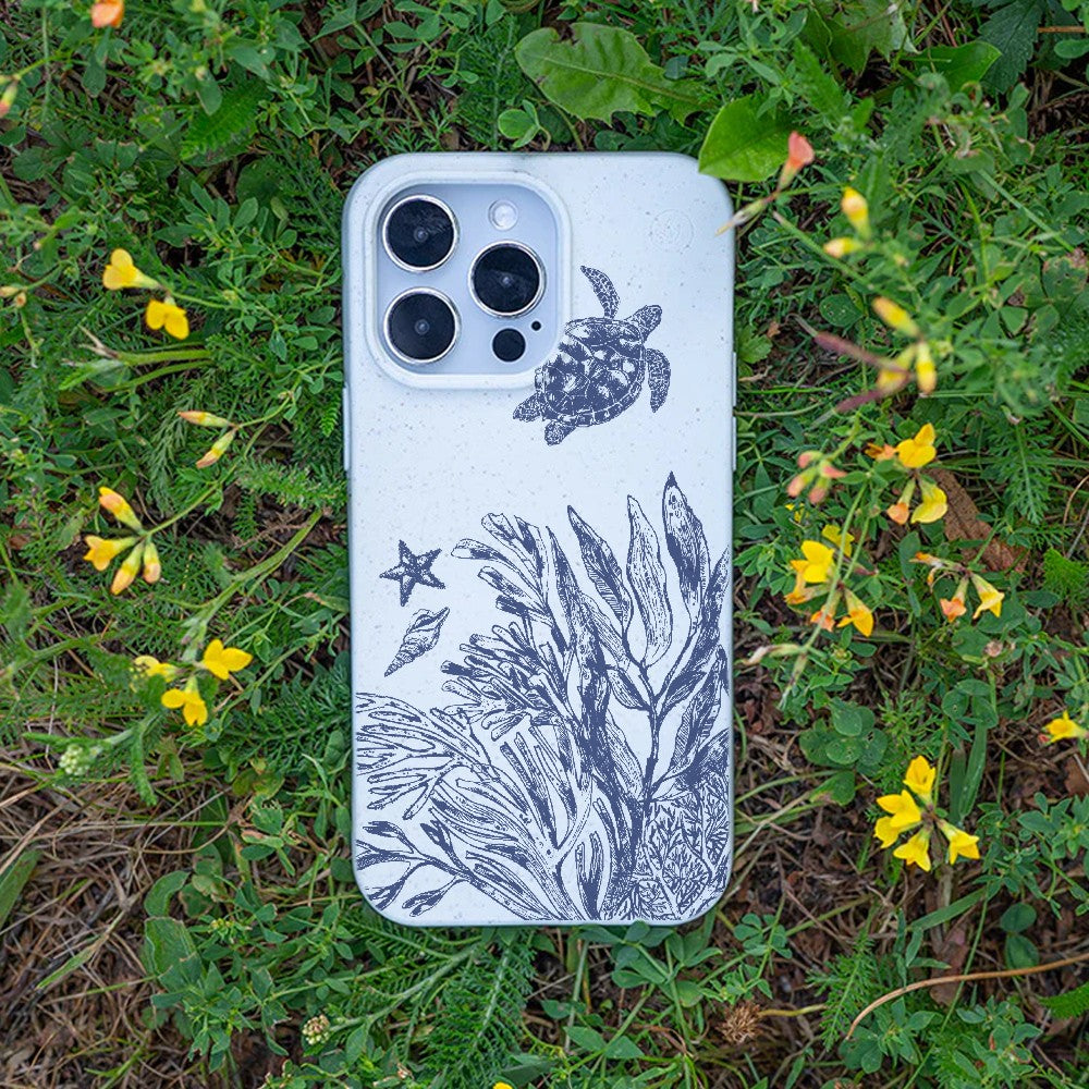 Biologisch abbaubare Handyhülle iPhone 18 Pro Max / 17 Pro Max Whitesilentwaves — kompostierbar — Bonus