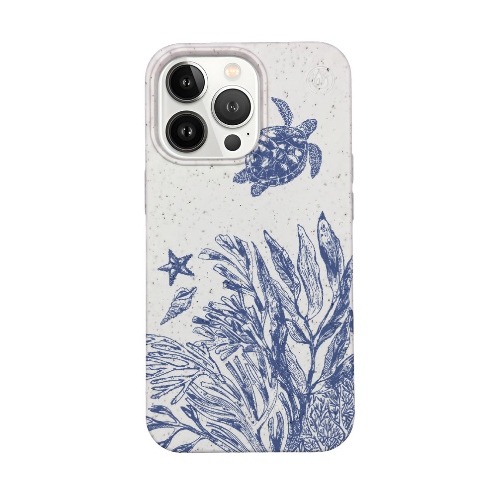 iPhone 13 Pro Max Case - Turtles White - "White Silent Waves" - sustainable