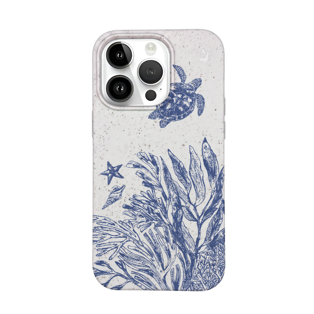 iPhone 14 pro Hülle - Schildkröten weiß - "White Silent Waves" - nachhaltig