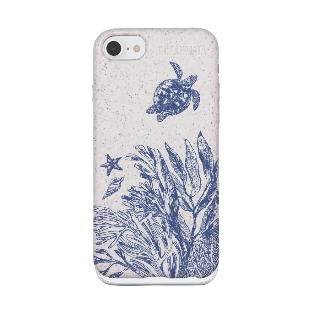iPhone SE/7/8 Case - Turtles white - "White Silent Waves" - sustainable