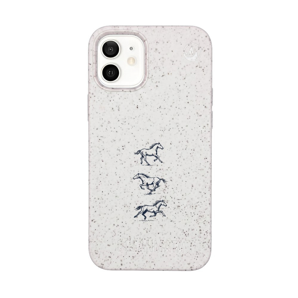 iPhone 12 mini Hülle - Pferd weiß - "wild" - nachhaltig
