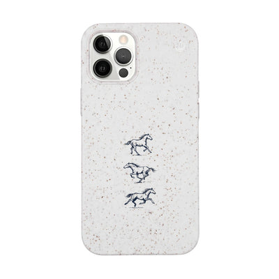 iPhone 12 pro / iPhone 12 Hülle - Pferd weiß - "wild" - nachhaltig
