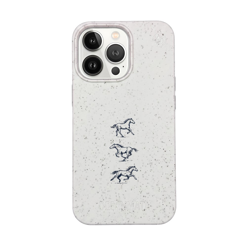 iPhone 13 pro Hülle - Pferd weiß - "wild" - nachhaltig