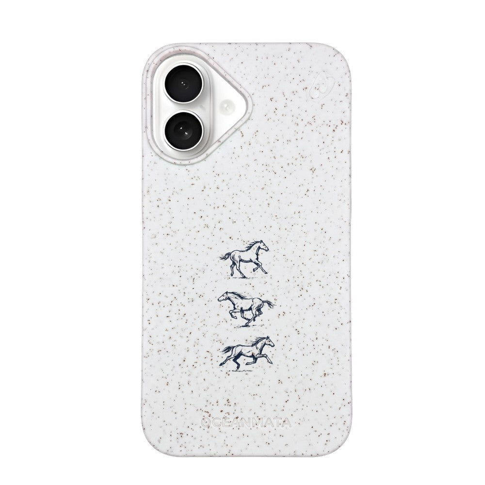 iPhone 16 Hülle - Pferd weiß - "wild" - nachhaltig