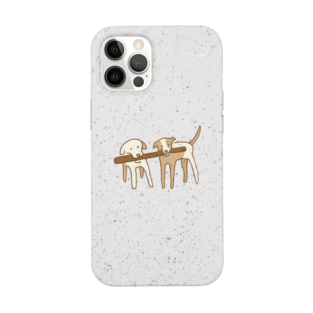 iPhone 12 Pro / iPhone 12 Case - Dogs white - "Woof" - sustainable
