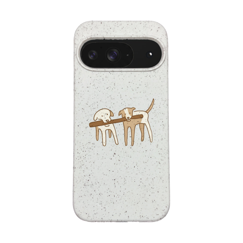 Google Pixel 9 / 9 Pro Hülle - Hunde weiß - "Wuff" - nachhaltig